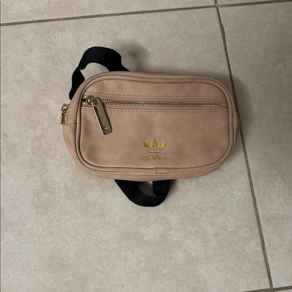 Adidas Beige Belt Bag with Gold Accents